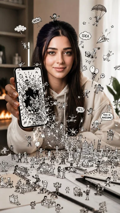 Mobile creative photo shoot where reality and graffiti intertwine