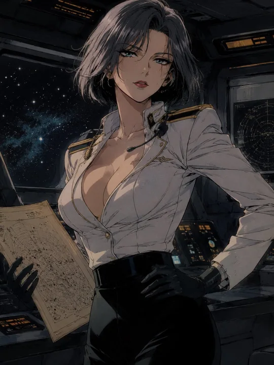 High-quality mature female character template in 1990s OVA style
