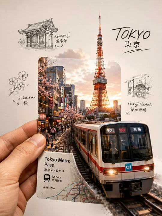 現代東京観光手帳・スクラップブック・コラージュ