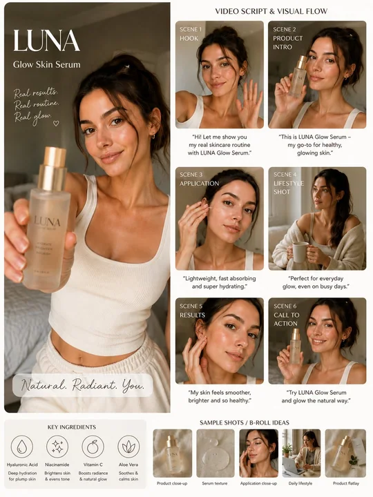 Luxury Skincare UGC Marketing Visual Planning Board