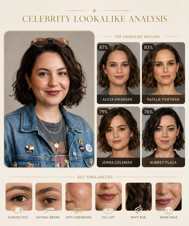 Tableau d’analyse des formes de visage similaires de célébrités haut de gamme