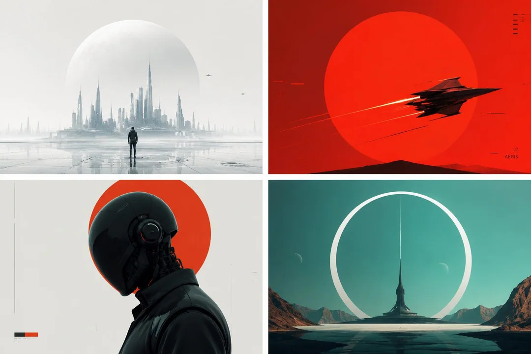 Conception visuelle minimaliste de style futuriste