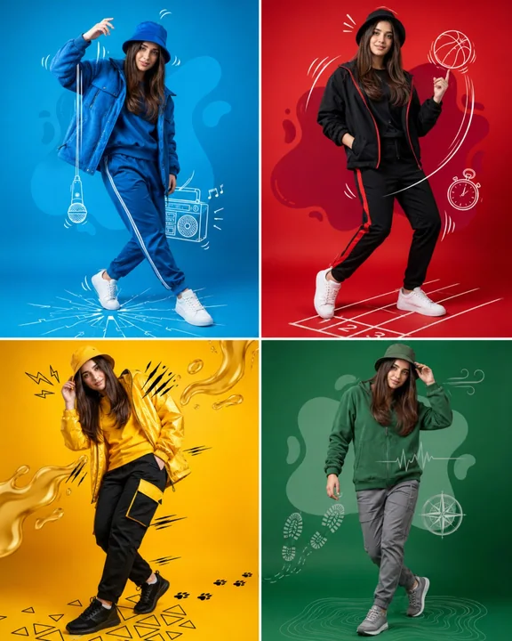 Affiche streetwear sportive haut de gamme en écran partagé