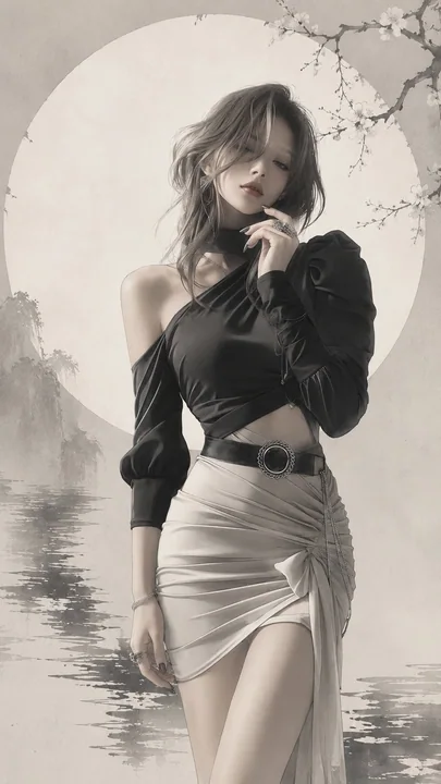 极简东方禅意半写实插画