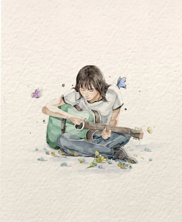 唯美日系手绘水彩绘本插画