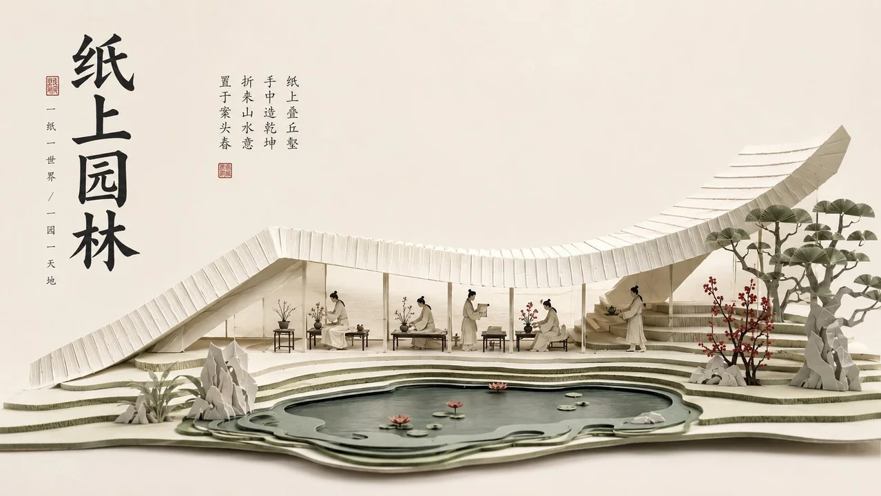 东方空间长卷中式建筑叙事海报