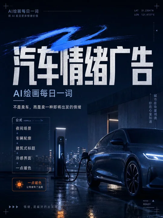 高级汽车广告夜景氛围海报