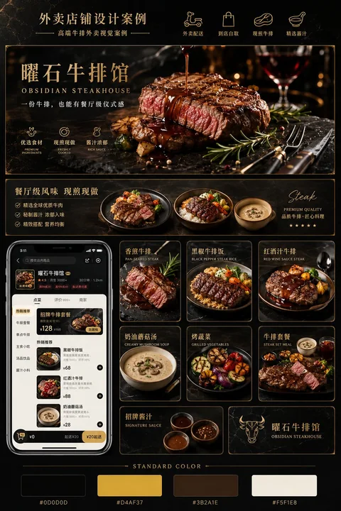 暗色高质感餐饮外卖品牌视觉提案