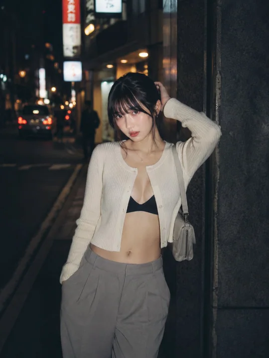 夜巷街头成熟日系女性人像