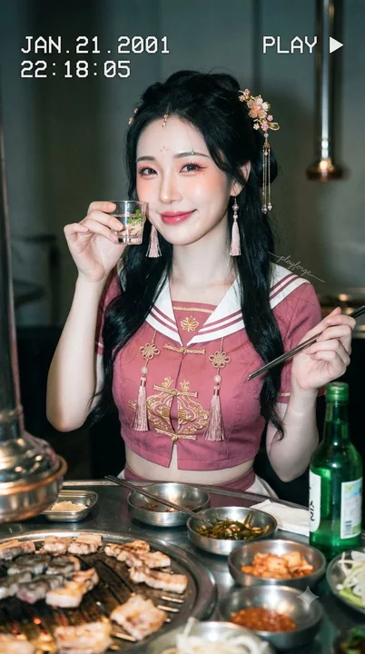 新中式唐风韩系混搭少女DV胶片感摄影