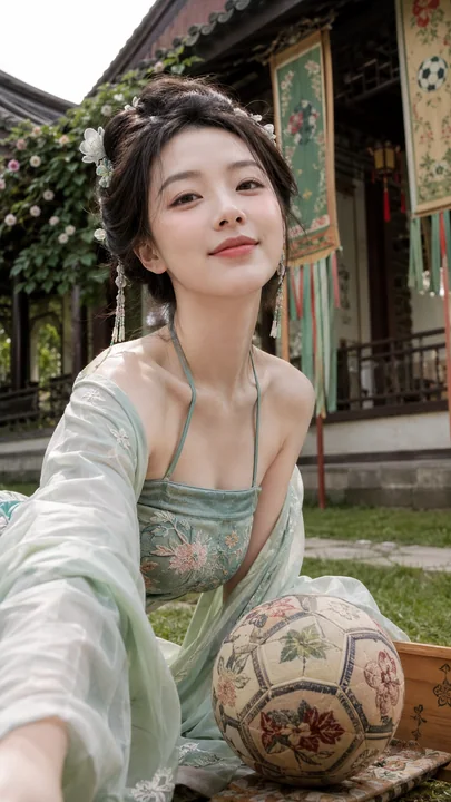 青绿古风少女与世界杯蹴鞠的跨时空邂逅