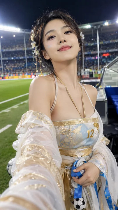 绿茵场上的古风精灵：世界杯助威少女