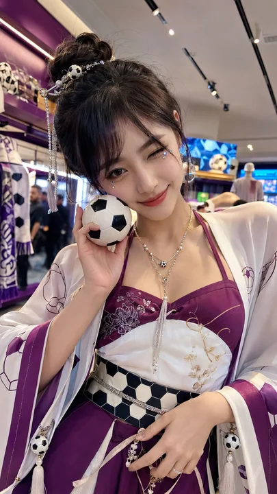 国风足球宝贝:世界杯快闪店甜酷人像