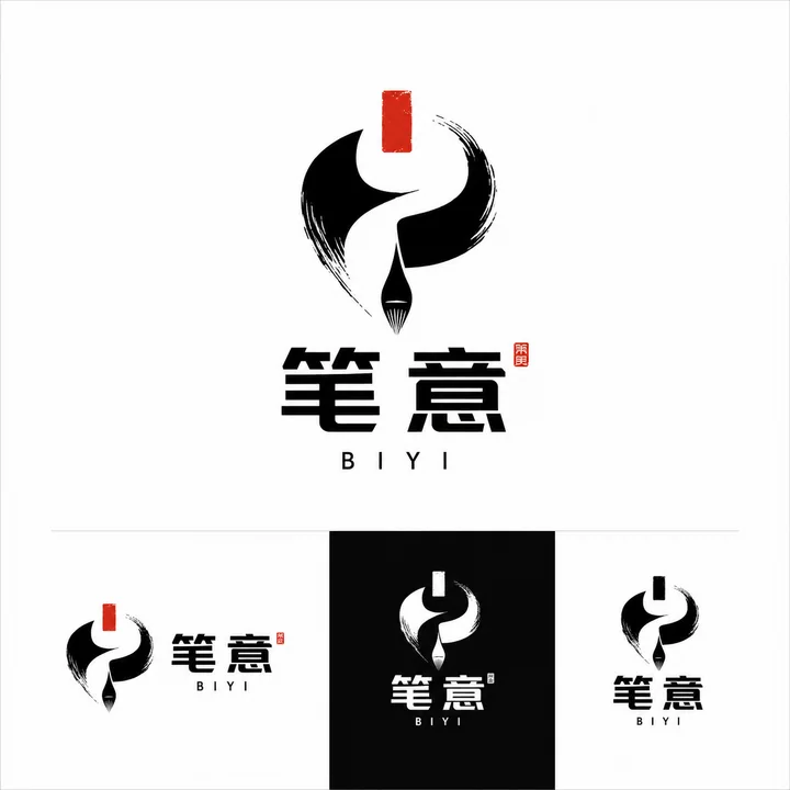极简现代书法品牌Logo设计笔意Biyi