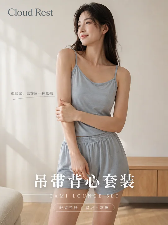 极简风松弛感居家吊带套装海报