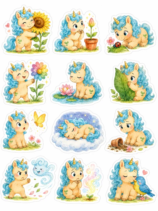魔法小马情绪花园十二款水彩贴纸