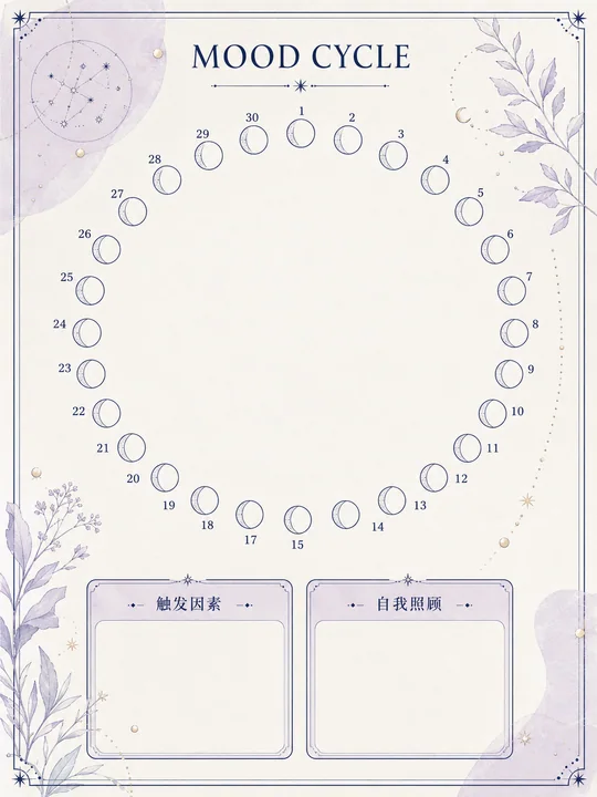 梦幻星象月相情绪追踪手账内页