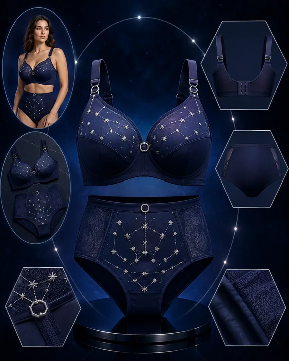 深海星辰:藏青与夜蓝的星座内衣设计提案