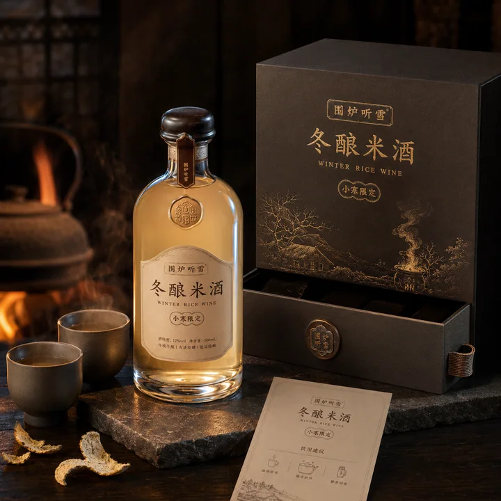 冬夜围炉之声：节日限定米酒礼盒包装设计