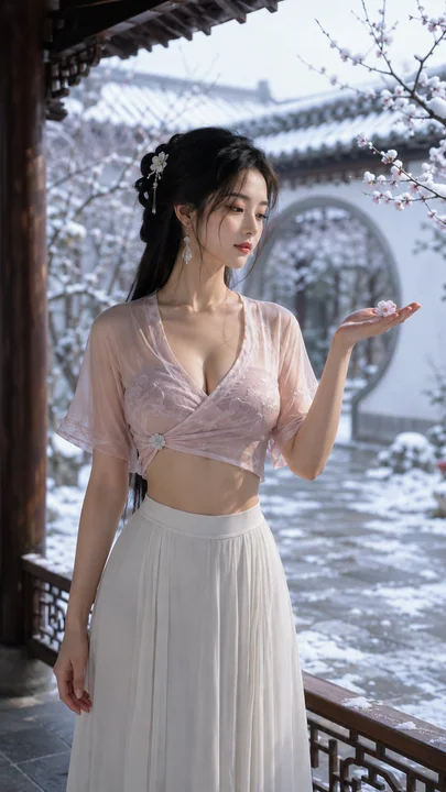 唐韵初雪:庭院深处接花贵女