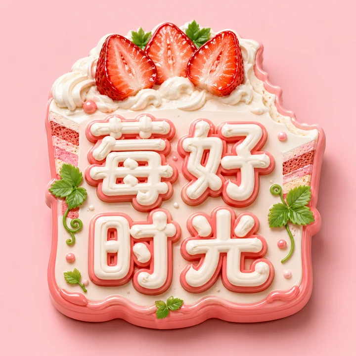 莓好时光草莓奶油蛋糕冰箱贴产品设计