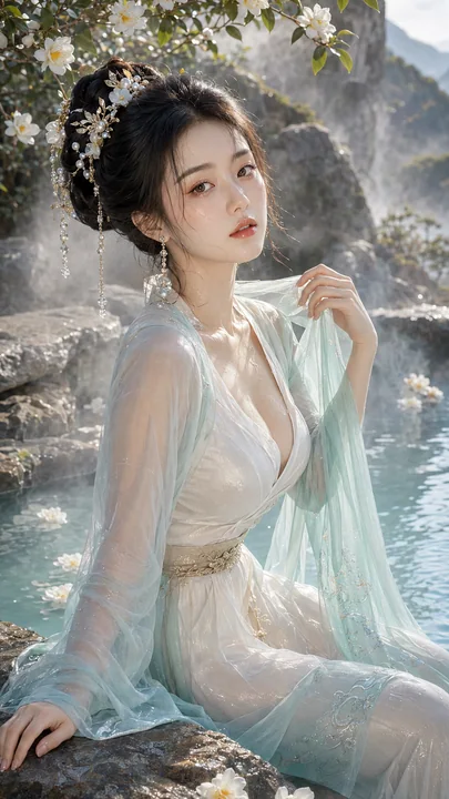 东方贵女春日沐汤水光美妆写真