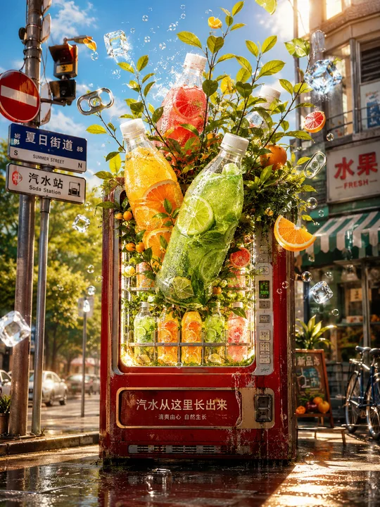 盛夏果味奇遇：街角复古贩卖机里的微型果园