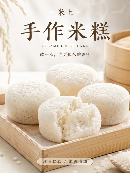 极简新中式手作米糕高级质感海报