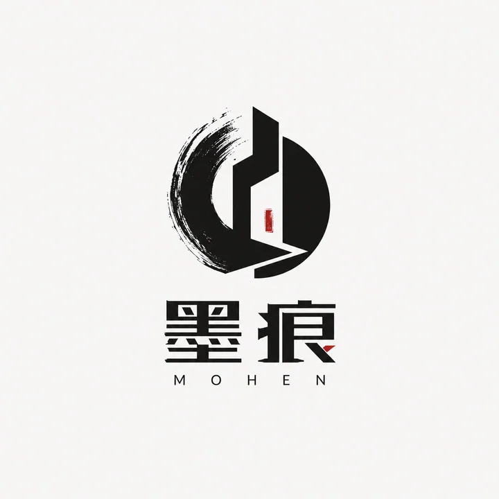 墨痕:极简当代书法与几何负空间品牌Logo