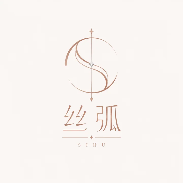 丝弧极简珠宝Logo设计:玫瑰金几何曲线美学