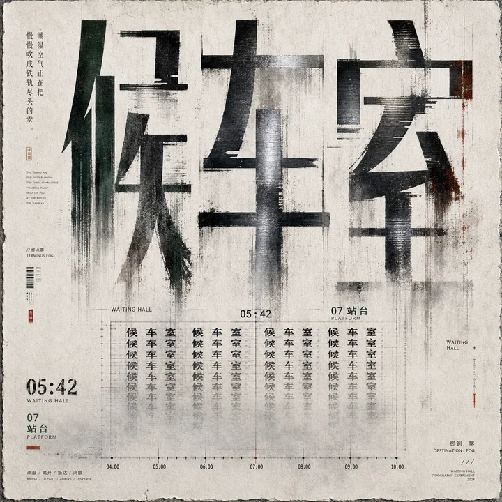 潮湿候车室：铁轨尽头的字形解构海报