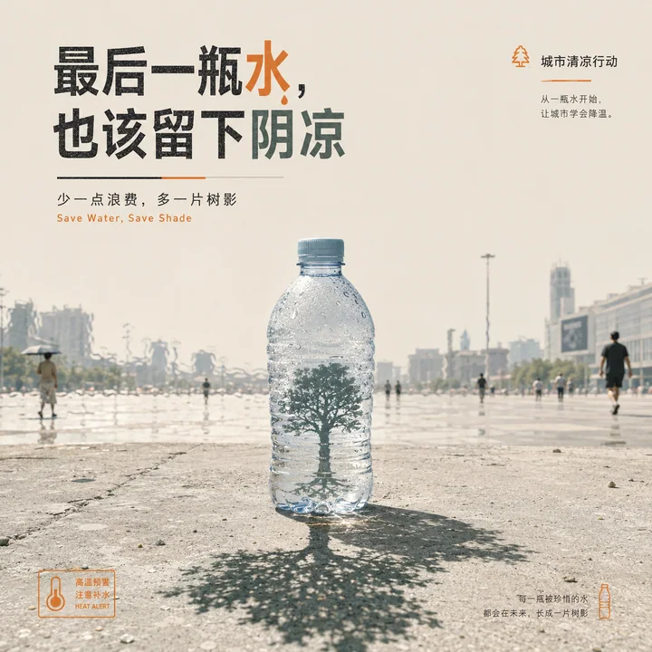 烈日下的重生:矿泉水瓶化作绿意之影