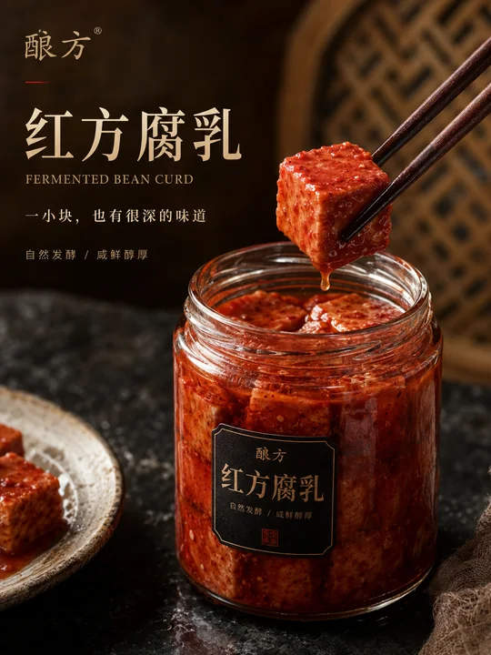 酿方红方腐乳极简高端商业摄影海报