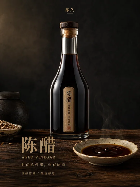 酿久陈醋高端写实静物广告海报