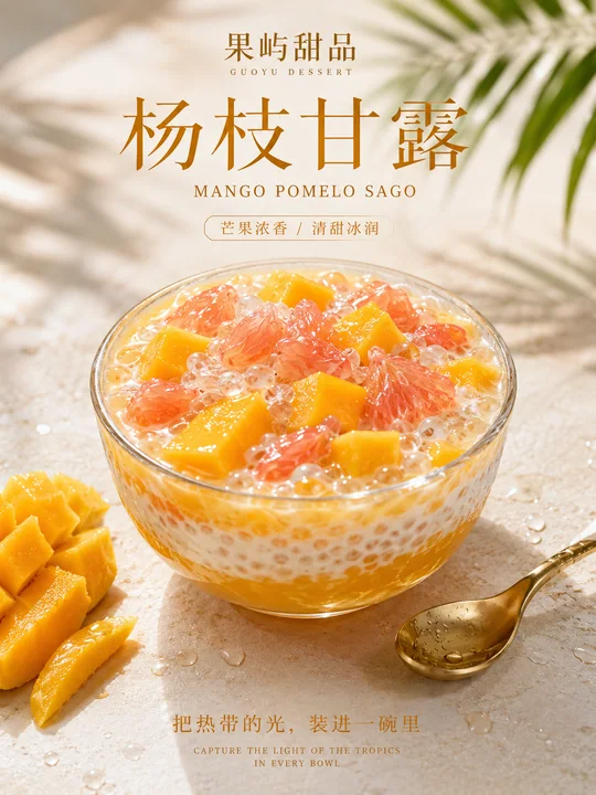 盛夏光影杨枝甘露高端甜品海报
