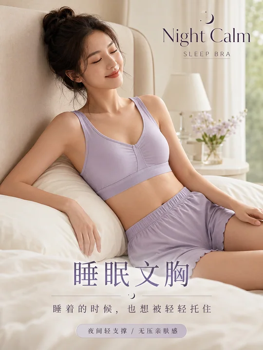 晨光微漾：Night Calm 高级感睡眠文胸海报