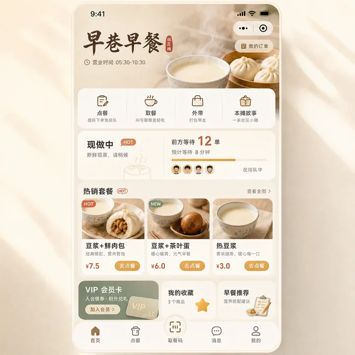 社区早餐摊点餐小程序界面设计方案