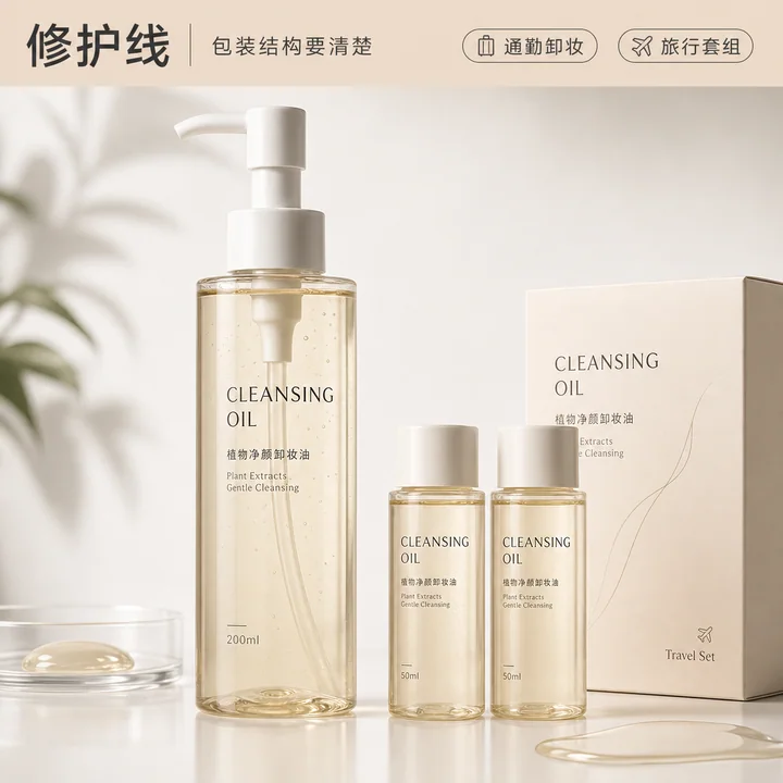 暖杏极简通勤旅行装卸妆油搜索图