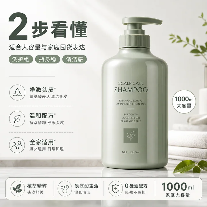 极简大容量家庭装洗发水主图
