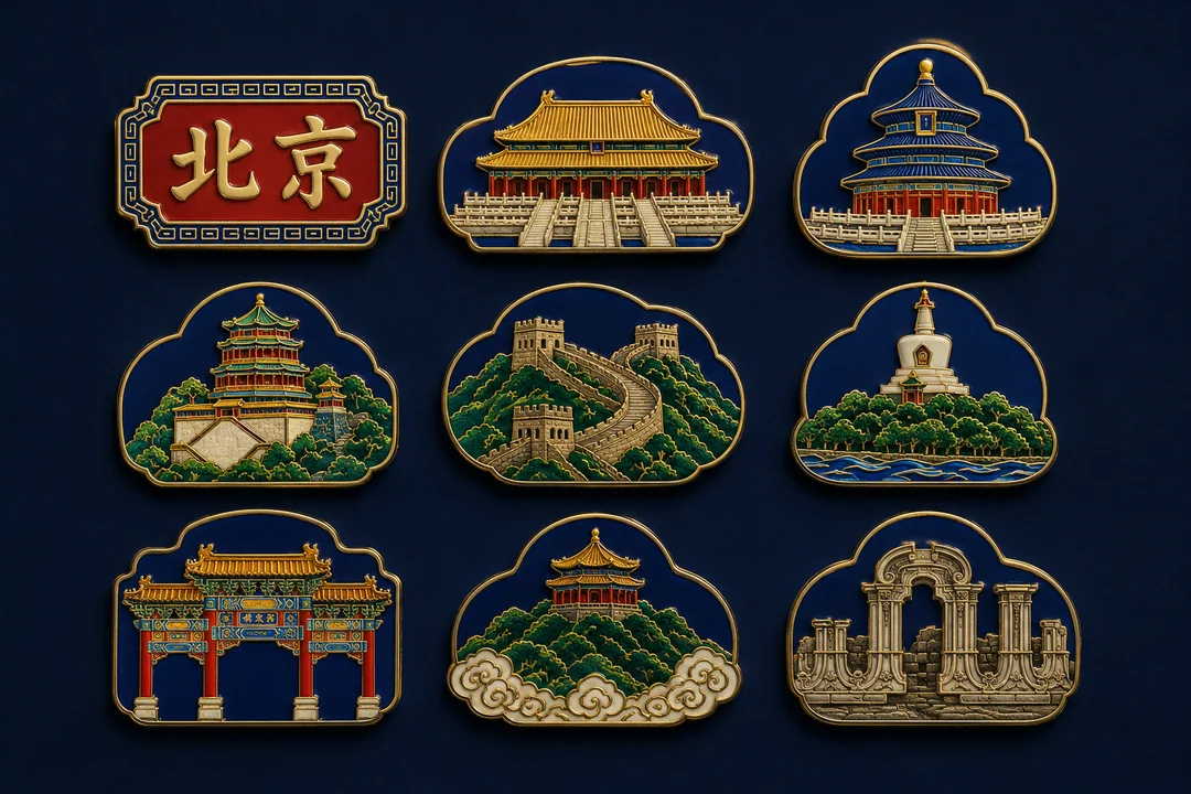 景泰蓝工艺北京皇家地标冰箱贴全集