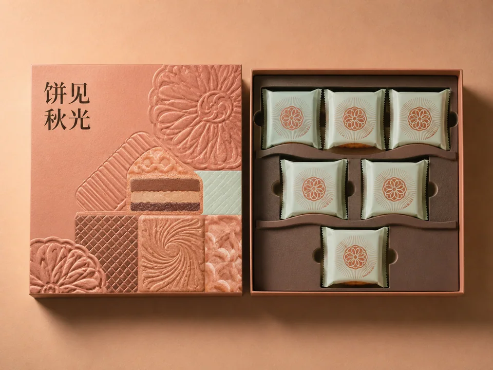 饼见秋光:极简主义阶梯式月饼礼盒设计