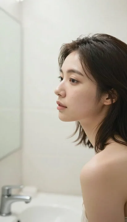 荒木经惟风格日韩女性浴室侧脸人像