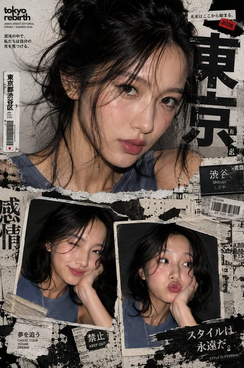 Y2K日式街头时尚杂志拼接海报