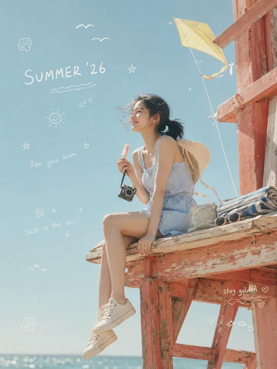 26年盛夏粉色救生塔韩国少女