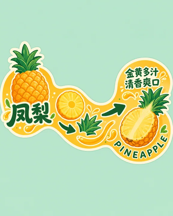 凤梨主题商场地面导视贴Q版设计