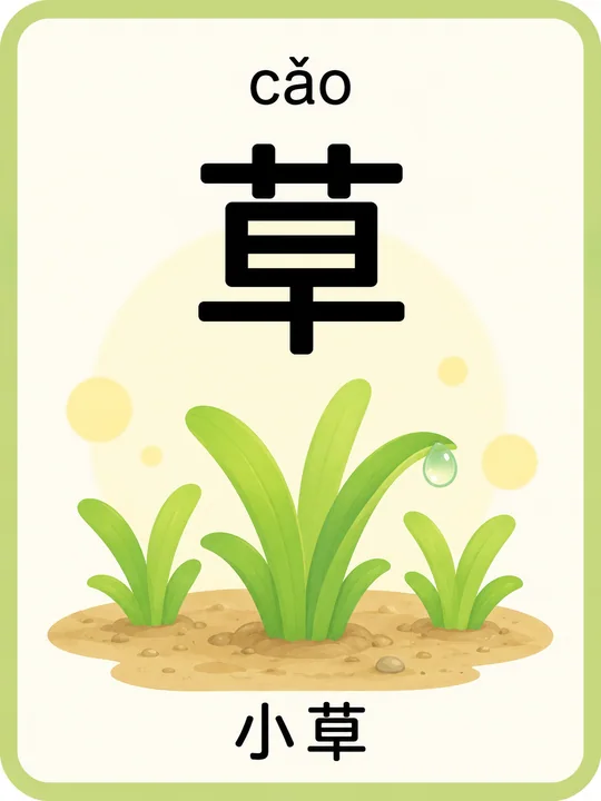 幼教必备：清新简约风中文识字卡草