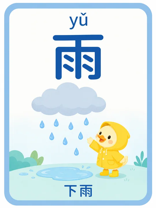 幼儿规范识字卡片雨字专项教学设计