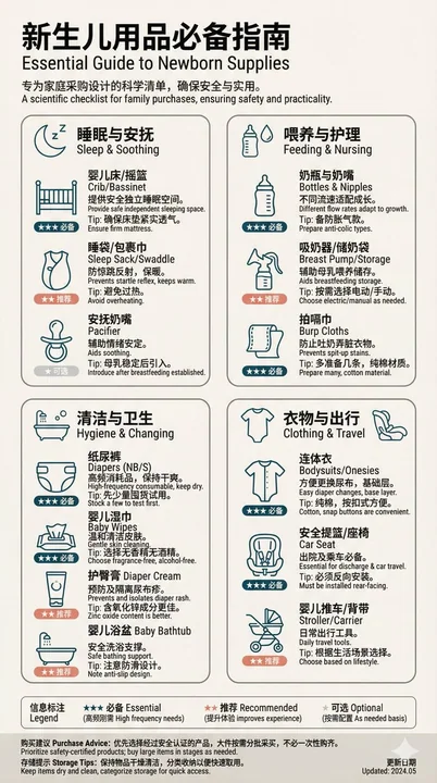 Affiche minimaliste de liste d'essentiels pour bébé Rui Feng