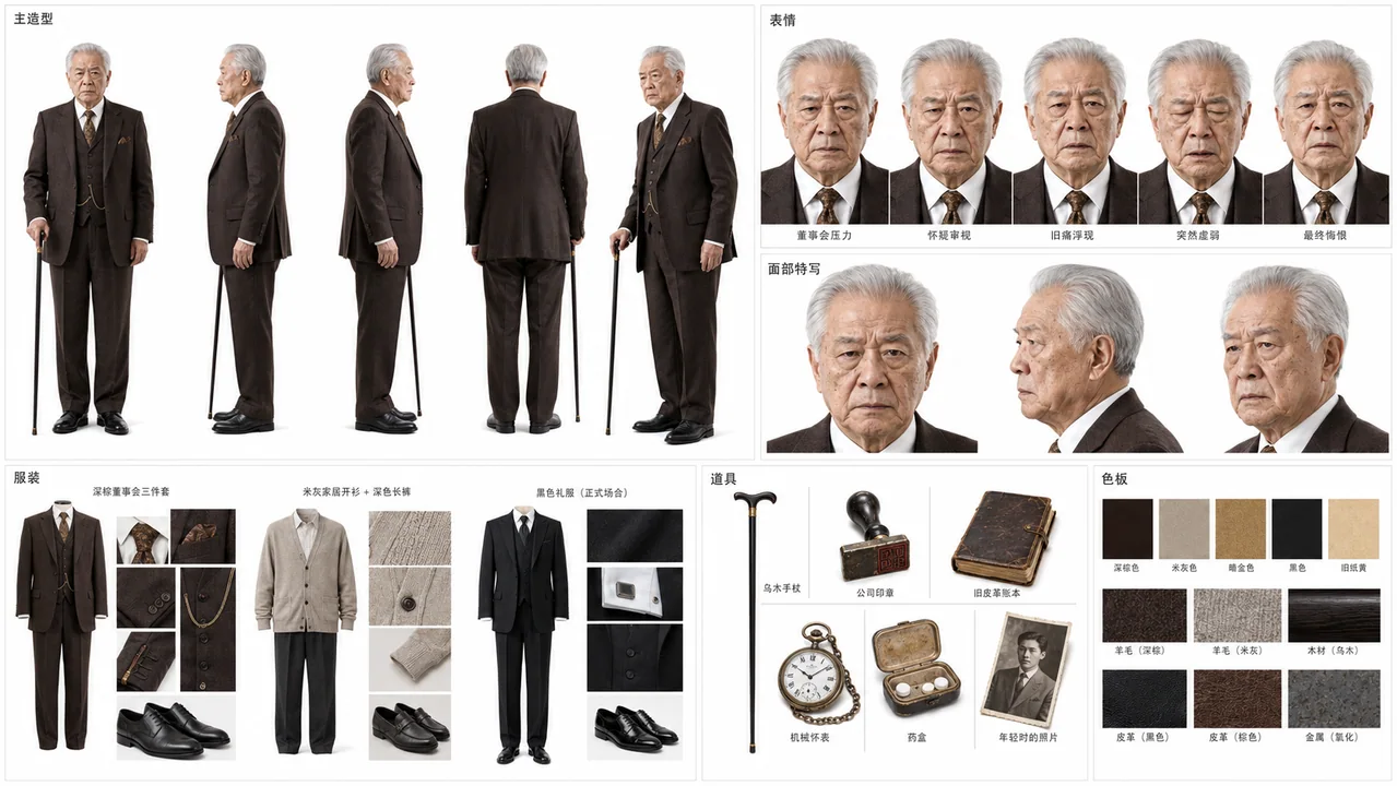 中国现代豪门短剧老董事长人物设定板