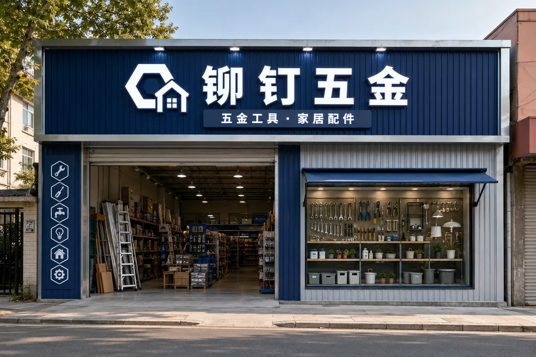 现代工业风社区五金店门头设计